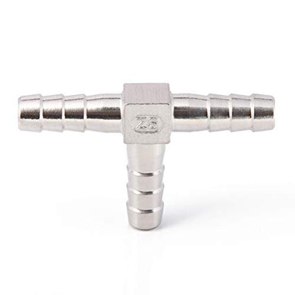 Stainless Steel 1/4" Hose Barb Tee 3 Way T Shaped Co2 Splitter - size: 1/4" x 1/4" x 1/4"