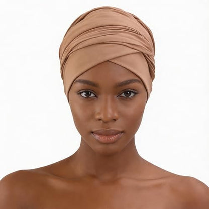 Turban Head Wrap Scarf,African Women' Soft Long Scarf Shawl Hair Bohemian Headwrap Stretch Headband Tie - color: Set 3-black+orange+royal Blue+khaki
