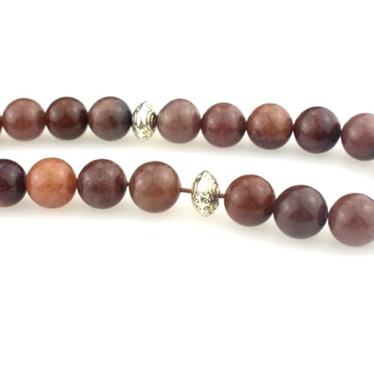Muslims Islamic 33 Dhikr Tasbeeh Tasbih Prayer Beads, Brown Stone Beads with Tassel