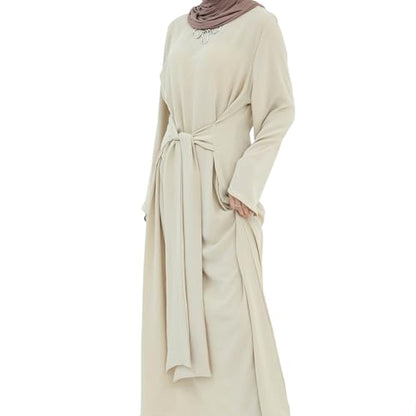 Abaya Dress for Muslim Eid Prayer Jilbab Dubai Women Maxi Kaftan Islamic Salah Dress Soft Muslim Women Clothes - color: Beigea, size: X-Large