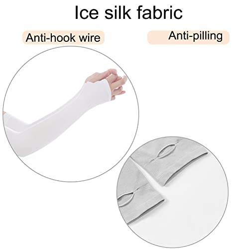 Alovexiong UV Sun Protection Arm Sleeves for Women 4pcs Compression Cooling Sleeve with Thumb Hole Tattoo Cover Up Sleeves Sun Sleeves for Cycling, Driving, Running, Riding, Fishing, Golfing
