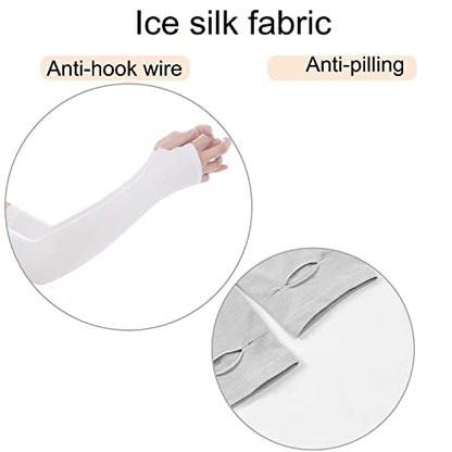 Alovexiong UV Sun Protection Arm Sleeves for Women 4pcs Compression Cooling Sleeve with Thumb Hole Tattoo Cover Up Sleeves Sun Sleeves for Cycling, Driving, Running, Riding, Fishing, Golfing