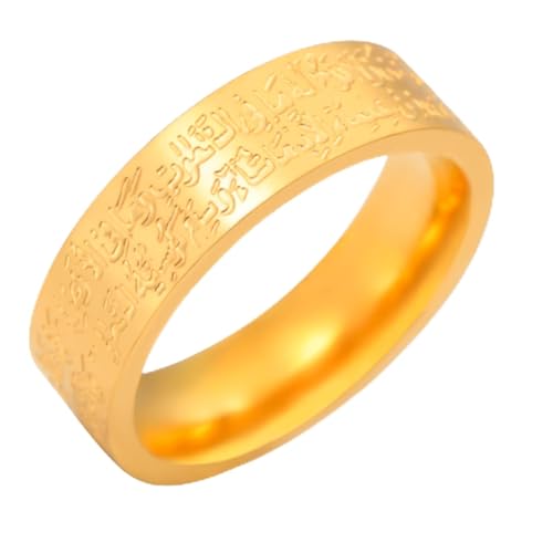 VASSAGO Stainless Steel Islamic Ayatul Kursi Ring for Women Men - color: gold