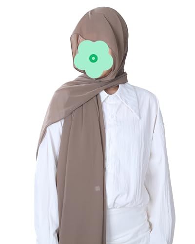 Magnetic Chiffon Hijab Scarf for Women, Quick Snap Closure Headscarf, Breathable Muslim Headwrap with Under Cap - color: Desert Khaki