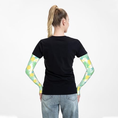 Cooling Arm Sleeves Cover Summer Sun Protection Arm Sleeves For Men Women Baseball Cycling Golf Running - color: Tropical Plant Leaves and Pineapple 9