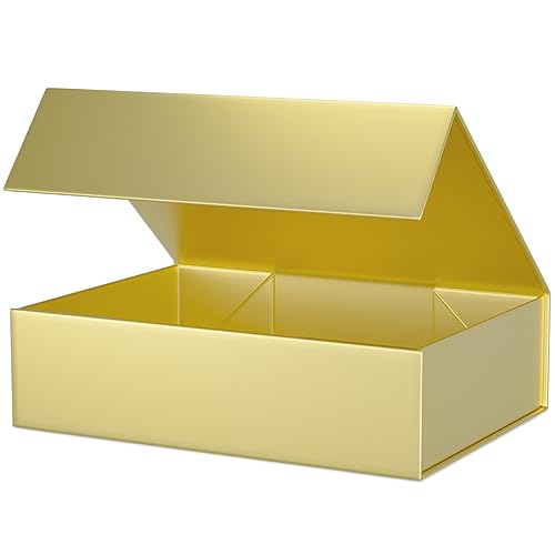 Gold Gift Box 11.9" x 8.5" x 3.3",Magnetic Closure Gift Boxes for Presents - color: Gold