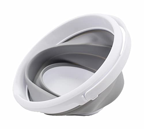 SAMMART 5.5L (1.4 Gallon) Collapsible Plastic Bucket - Foldable Round Tub - Portable Fishing Water Pail - Space Saving Outdoor Waterpot. (White/Grey, 1) - color: White/Grey