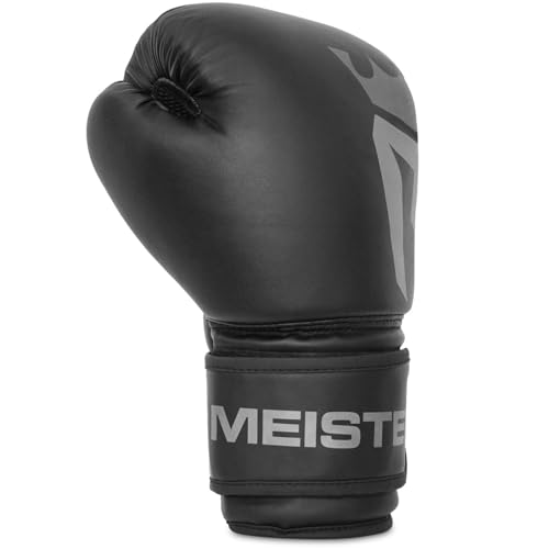 Meister [Critical] Boxing Gloves - Ergonomic High-Density Training Gloves | Pre-curved hand cage fits on day one, triple-layer impact foam, wide full-length wrist strap, matte EcoHide leather - style: 12 Ounce Gloves - Matte Black