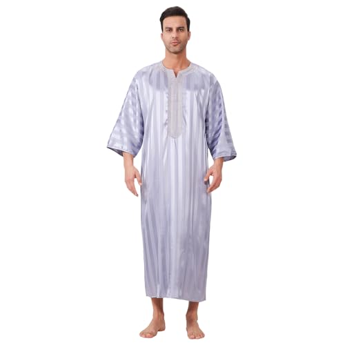 zhxinashu Thobe for Men Islam Half Sleeve Mens Kaftan Thobe Muslim Men Clothing - size: X-Large