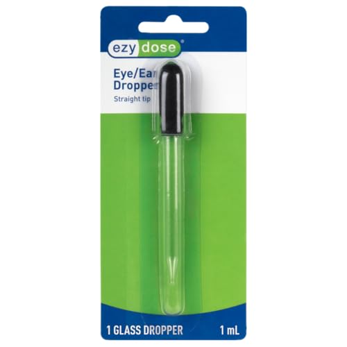 Ezy Dose Ear & Eye Medicine Droppers, 1 mL Glass Pipettes, 12 Count | Calibrated Tubes Support Precise Liquid Dispensing, Convenient Multi-Pack For Routine Use, Made In USA, BPA-Free - size: 12 Count (Pack of 1), style: Straight Tip