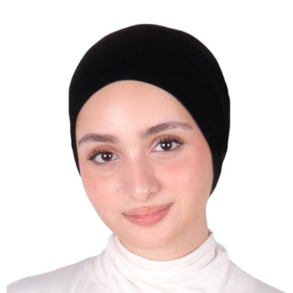 Mu Lan Gripband | Non-Slip Headband | Anti-Slip Velvet Under Scarf Hijab | Double Grip Hair Shawl Turban Hat Wig (Black) - color: Black