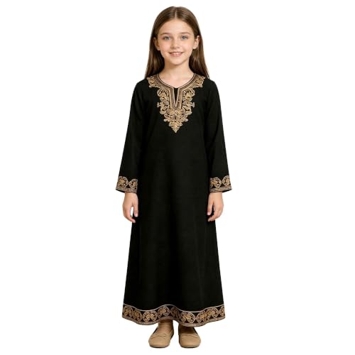 Muslim Abaya Dress for Girls 8-12 Years Black - size: 10-11Y