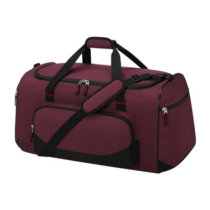 55L Large Sports Duffle Gym Bag for Men, Maroon | Heavy Duty, Multi Pockets, Roomy, 22 inch - color: Maroon