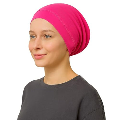 Cotton Modal Jersey Hijab with Matching Undercap, Women's Casual Style, 180cm × 70cm - color: Shocking Pink