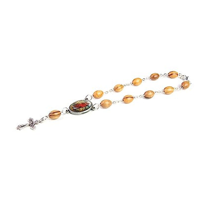 Olive Wood Car Rosary for Rearview Mirror from The Holy Land of Bethlehem - Auto Rosary with Jesus the Good Shepherd Medal & Crucifix Cross Charm - 7" Pocket Rosary Beads for Hanging - color: Jesus the Good Shepherd
