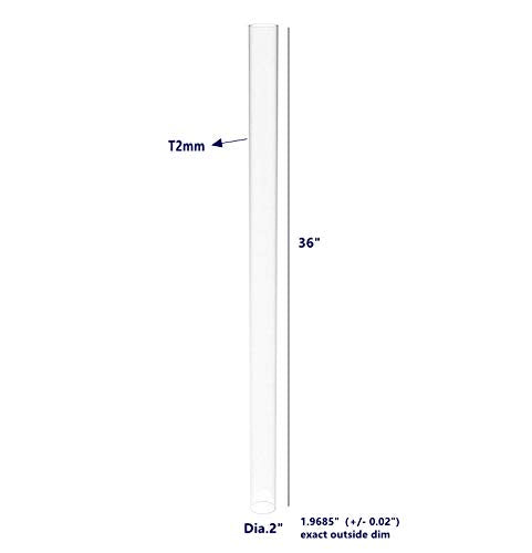 FixtureDisplays® Clear Acrylic Tube 2" (Nominal) Diameter (1.9685" Exact Outside dim) x 36" Long, 5/64" (2mm) Wall Open Ended 15137-36"-1PK-NPF - size: 2" Dia X 36" 1PK