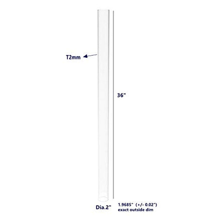 FixtureDisplays® Clear Acrylic Tube 2" (Nominal) Diameter (1.9685" Exact Outside dim) x 36" Long, 5/64" (2mm) Wall Open Ended 15137-36"-1PK-NPF - size: 2" Dia X 36" 1PK
