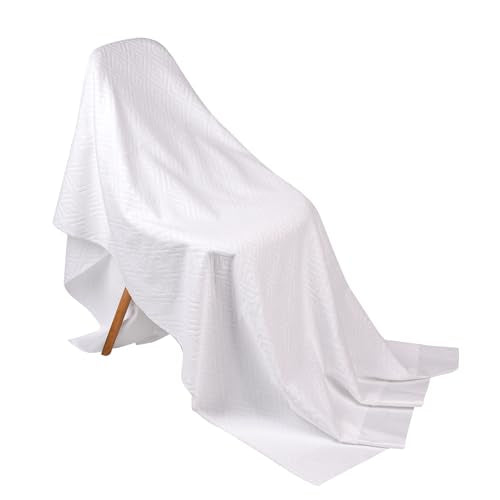 DIAOJIA® Muslim Men's Prayer Shawl,Pilgrimage Towel White Traditional Arabic Hajj Shawl, Polyester Terry Cloth Material, 110x210 cm, 2-Piece Set with Storage Bag (White)