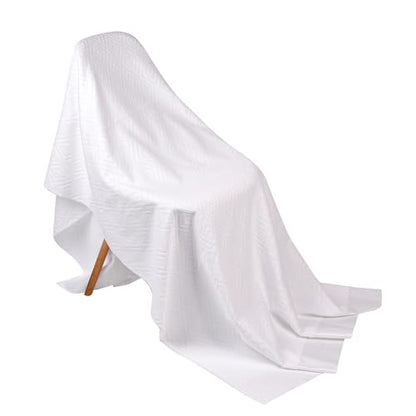 DIAOJIA® Muslim Men's Prayer Shawl,Pilgrimage Towel White Traditional Arabic Hajj Shawl, Polyester Terry Cloth Material, 110x210 cm, 2-Piece Set with Storage Bag (White)