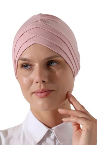 ihvan online, Hijab Cap, Turban Head Wraps for Women, Hair Wrap, Head Coverings for Cancer Patients, Beanie Undercap Scarf - color: Pink