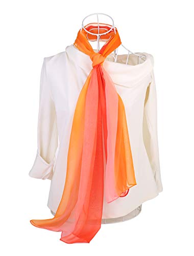 uxcell Women'sChiffon Sheer Long Scarf Silky Gradient Party - color: Red Orange Pink