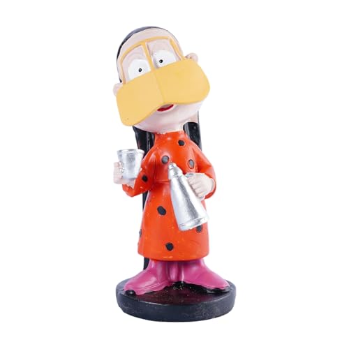 Ramadan Muslim Women Figurines Cartoon Resin Tabletop Decor Colorful Traditional Dress Shelf Standing Eid Mubarak Islamic Home Decoration, Red - color: Red