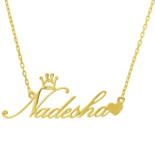 10K/14K/18K Solid Gold Name Plate Necklace,Real Gold Customized Name Necklace with Birthstone for Women,Personalized 1-4 Nameplates Necklaces Birthday for Her Girls - color: Style 3