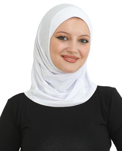 Prien Sport Instant Hijab For Women, Muslim Cotton Turban, Soft Head Scarf, Ready To Wear Hijabs Prayer Clothes, Islamic Wear - color: White