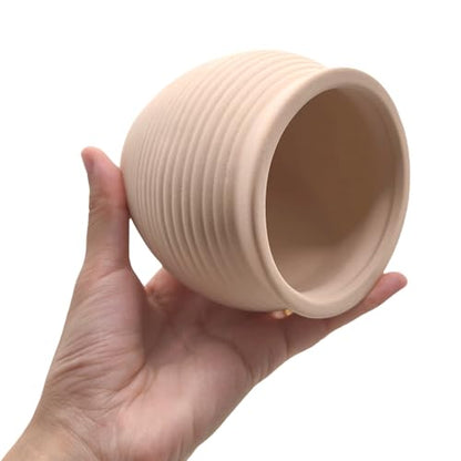 Ceramic Jar Natural Clay Vase Fish Shrimp Hide Breed Habitat (Creamy 2pcs) | natural ceramic non-toxic, promote health vitality, sense of security and comfort - color: Creamy Clay, 2pcs