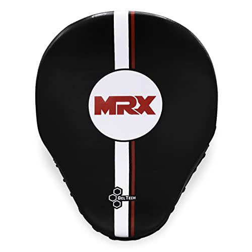MRX Gel Tech Boxing Hook & Jab Pads MMA Focus Punching Mitts Training Thai Kick Strike Shield Curved Black/White - color: New Black/White