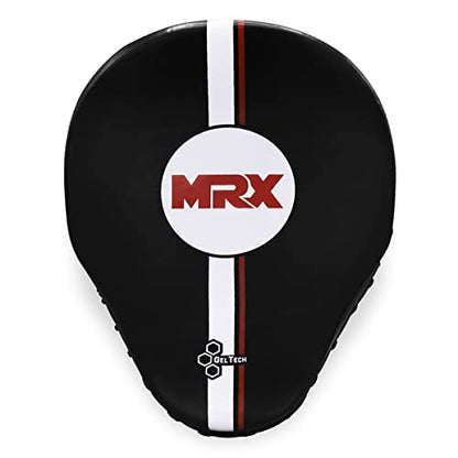 MRX Gel Tech Boxing Hook & Jab Pads MMA Focus Punching Mitts Training Thai Kick Strike Shield Curved Black/White - color: New Black/White