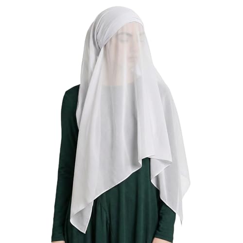 Yeieeo Instant Chiffon Hijab with Undercap (Tube or Bandage Cap), Breathable, no sweat buildup,Solid Chiffon Head Wraps - color: White 1