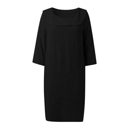Muslim Dresses for Women Long Sleeve One-Piece Islamic Prayer Dress O Neck Casual Flowy Maxi Dress Dress - color: Black, size: XX-Large