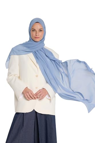 Chiffon Hijab Scarf For Women - Made in Turkiye - color: Blue