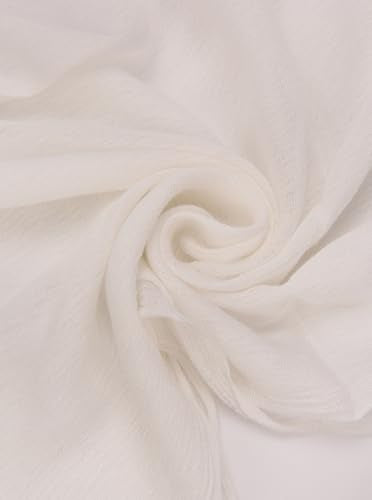 Cotton Linen Plain Hijab Scarf For Women,Muslim Viscose Crinkle Edge With Fringe,Summer Beach Wrap Headwraps Shawl - color: 29#white