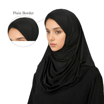 Ready to Wear Hijab for Women Instant Hijab Soft Muslim Scarf for Prayer Islamic Clothes Jersey Abaya - color: Black