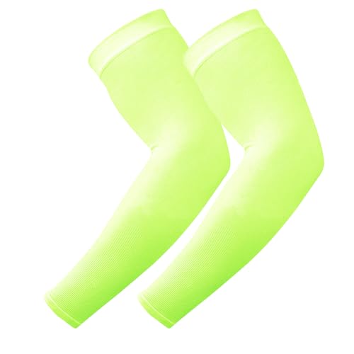 TZ Promise Women Men Sun UV Protection Arm Sleeves, Cooling Compression Arm Cover for Sports - color: Neon Green
