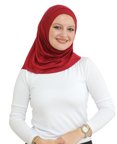 Prien Sport Instant Hijab For Women, Muslim Cotton Turban, Soft Head Scarf, Ready To Wear Hijabs Prayer Clothes, Islamic Wear - color: Burgundy