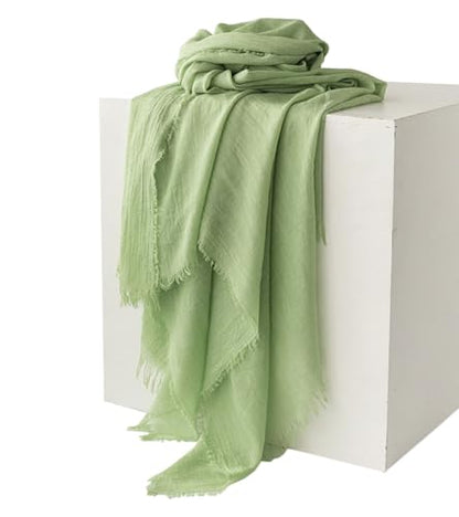 Women Summer Scarfs Large Long Lightweight Linen Beach Gauze Shawl Wrap 75”×40” - color: Grass Green