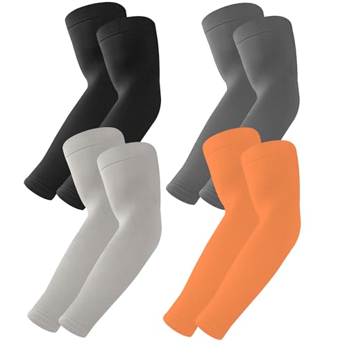 BHYTAKI UV 자외선 차단 팔 슬리브 6쌍, UPF 50 스포츠 쿨링 암 압박 슬리브 남성 여성 청소년용 - color: 블랙 1개+다크 그레이 1개+라이트 그레이 1개+오렌지 1개
