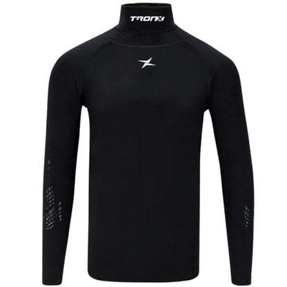 TronX Compression Hockey Shirt with Neckguard - Long Sleeves Neck Guard Neck Protect for Men Adult & Youth Boys - size: Medium, style: Adult