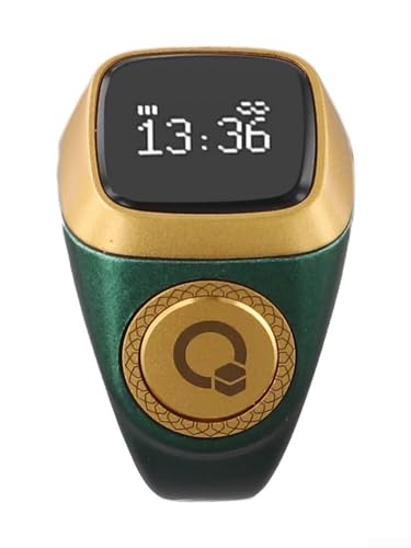 IQibla Smart for Zikr Ring with Digital Counter, Vibration Reminder, for OLED Display, 40mAh for battery and Prayer Time Alerts for Muslims, Black(20mm green) - size: 20mm green