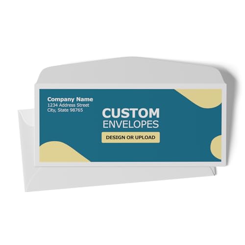 GotPrint Custom Envelopes with Logo, Full Color | #10 Standard Envelope for Mailers| Upload Business Design, Add Text or Logo, Full Color | Print Personalized 4.125x9.5, 50Qty - color: 50 Qty, size: #10 Standard