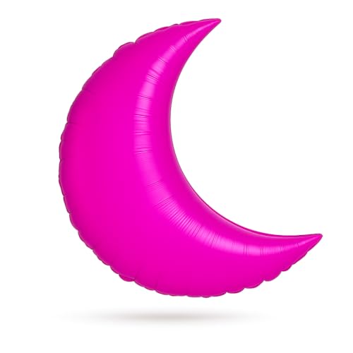 PMU 35 Inch Large Crescent Moon Shape Foil Balloon Helium Balloon for Ramadan Eid Baby Shower Wedding Birthday Party Decor Magenta - color: Magenta M, size: Pkg of 1