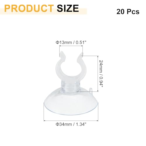 uxcell 20Pcs Aquarium Suction Cup Clips, 13mm Airline Tube Holders Clamps Cup Holder Sucker Tube Sucker for ID Airline Tubing Fish Tank, Clear - size: 13mm