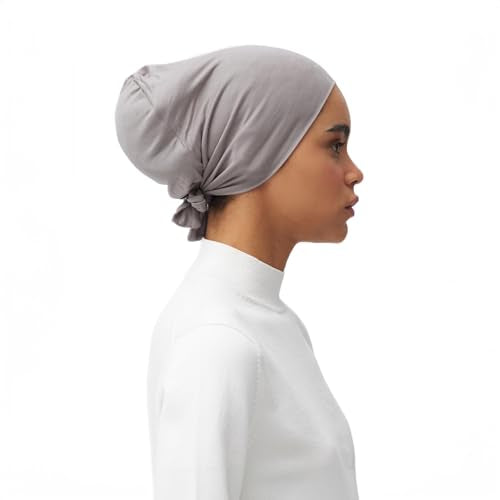 Modest Tie Back Underscarf | Women Hijab Undercap, Bonnet - color: Silver