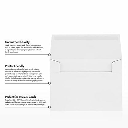LUXPaper A2 Invitation Envelopes (4 3/8 x 5 3/4) - 70lb. Classic Crest Solar White (500 Qty.) | Perfect for Invitations, Announcements, Sending Cards, RSVP Cards | 4870-70SW-500 - color: 70lb. Classic Crest Solar White, size: 500 Qty.