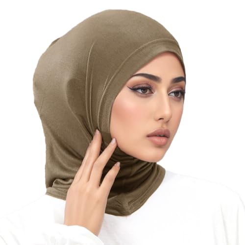 LMVERNA Hijab Undercap, Silky Mercerized Cotton Instant Premium Under Scarf - color: Light Khaki