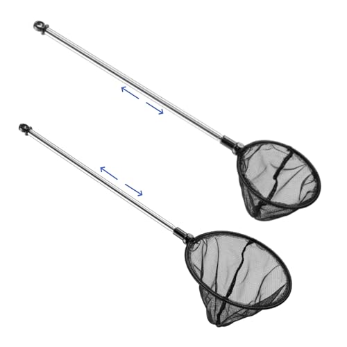 Lpraer Aquarium Fish Net with Extendable Stainless Steel Long Handle Fine Mesh Net for Fish Tank - size: 3.5+5 inch-2 Pack Bundle