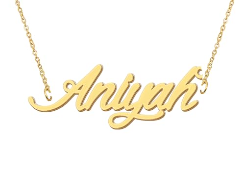 Aoloshow Personalized Name Necklace Custom Any Name Necklaces Jewelry for Womens New Mom Bridesmaid Gift - style: Gold - Aniyah